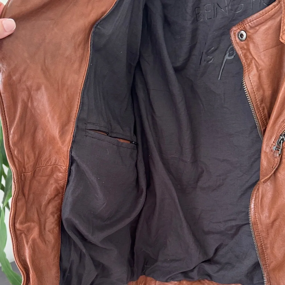 Men's Rustic Brown Leather Military Jacket - Picture 9 of 11